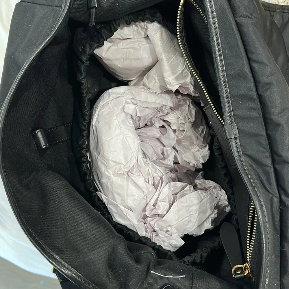 Burberry Black Quilted Nylon Baby Bag with Gold Hardware
